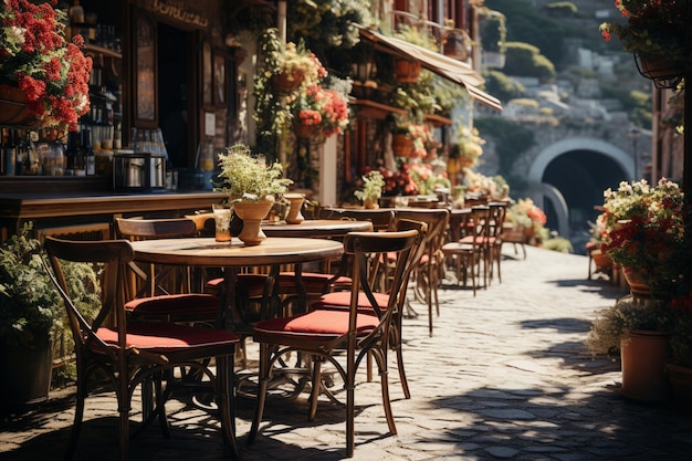 Godersi l'estate in un caffè all'aperto di ispirazione italiana con stile