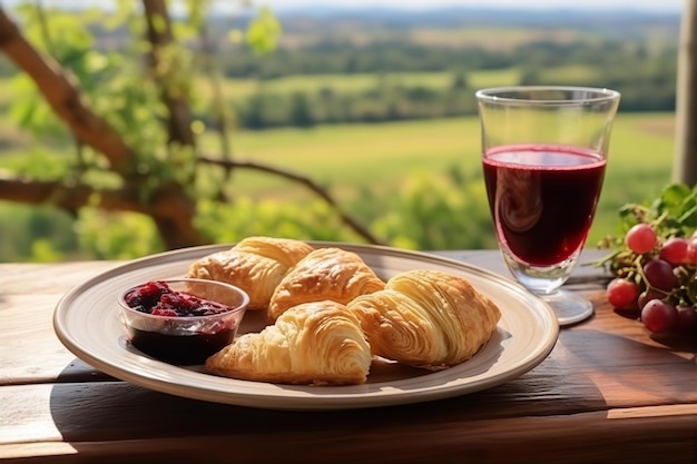 Godetevi gli spuntini del pranzo nel cortile sul retro con il mirtillo e il succo sul tavolo di legno