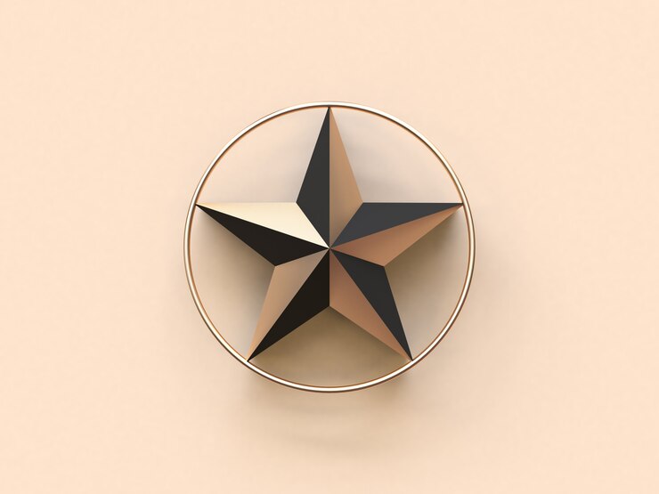 gold black star christmas concept decoration 3d rendering