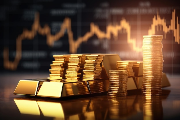 Gold invest mercato azionario Commercio, investimento e concetto di profitto IA generativa