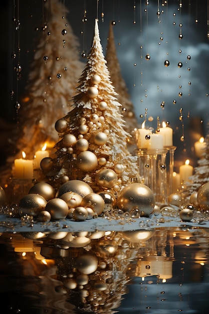 Gold Rush Fotografia glamour di decorazione dell'albero di Natale