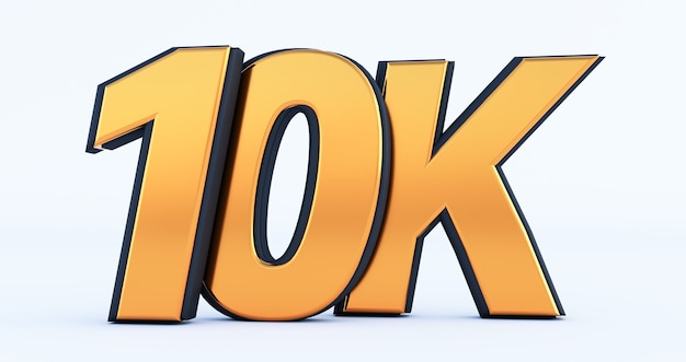 Golden 10k o 10000 grazie, utente Web Grazie festeggia di abbonati o follower e Mi piace, rendering 3D