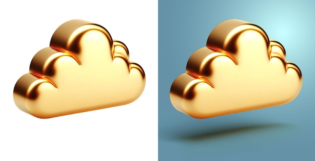 Golden 3d cloud computing big data sfondo trasparente