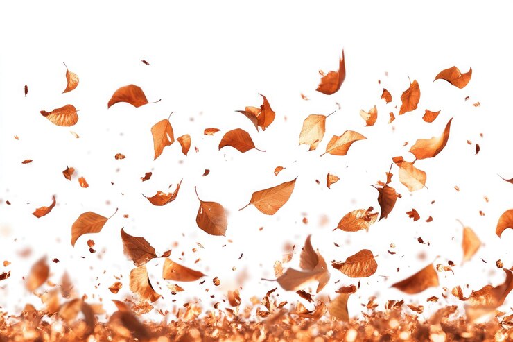 Golden autumn leaves swirling in a gentle breeze