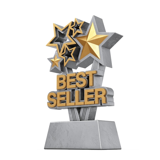 Golden Best Seller Business Award Trophy 3d Rendering