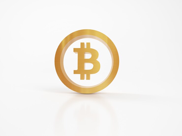 Golden bitcoin coin crypto money isolated on white background