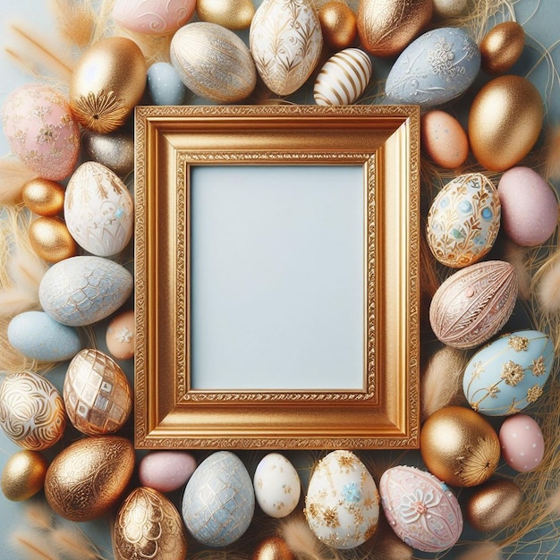 Golden Easter Whispers Golden Easter frame con bellissime uova di Pasqua