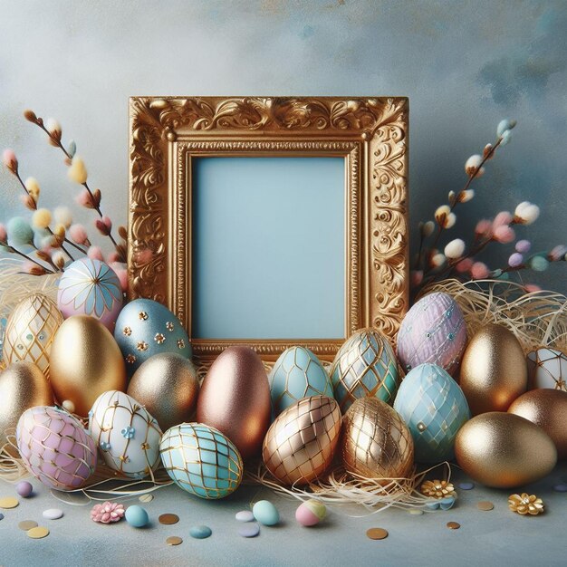 Golden Easter Whispers Golden Easter frame con bellissime uova di Pasqua