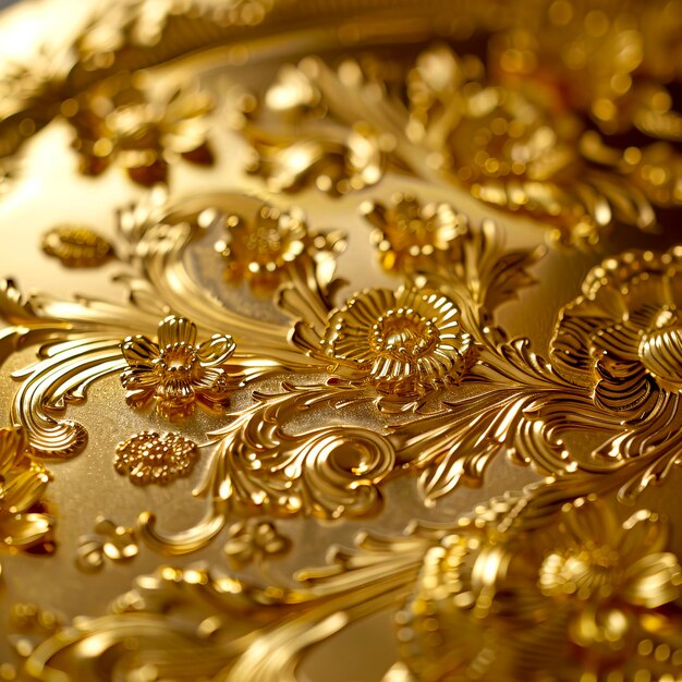 Golden Elegance Shimmering Gold Plate Backgrounds per i siti web dei ristoranti creati con la tecnologia Generative AI