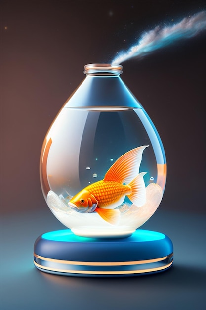 Golden Fish In Round Bowl Poster