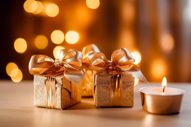 Golden Gift Magia Eleganza luccicante in un lussuoso pacchetto Generato dall'IA