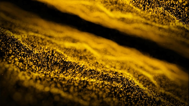 Golden glitter dot 3D moto ondoso particella superficie movimento futuro concetto di tecnologia scientifica per persentazione