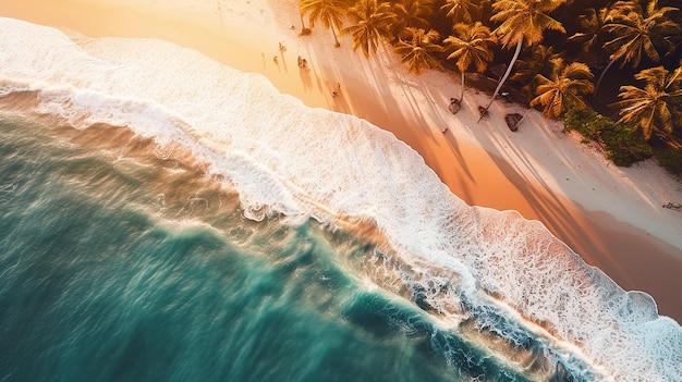 Golden Horizons foto aerea del paesaggio della spiaggia al tramonto con le palme