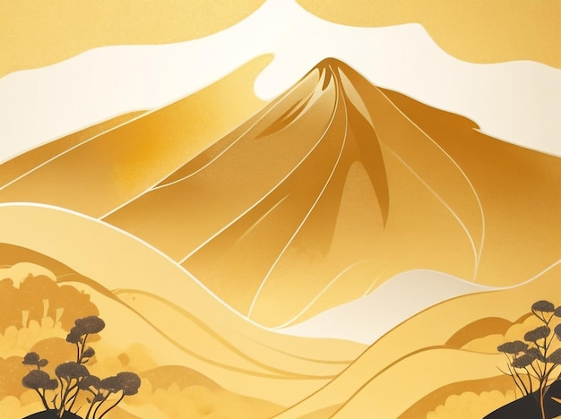 Golden Peaks CartoonStyle Gold Mountain Wallpaper Design