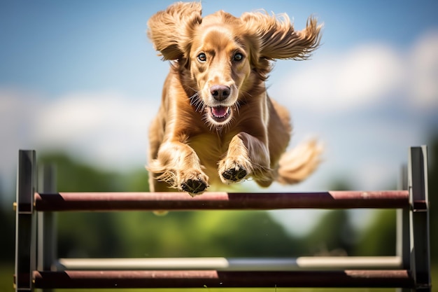 Golden Retriever ad un corso di formazione sull'agilità