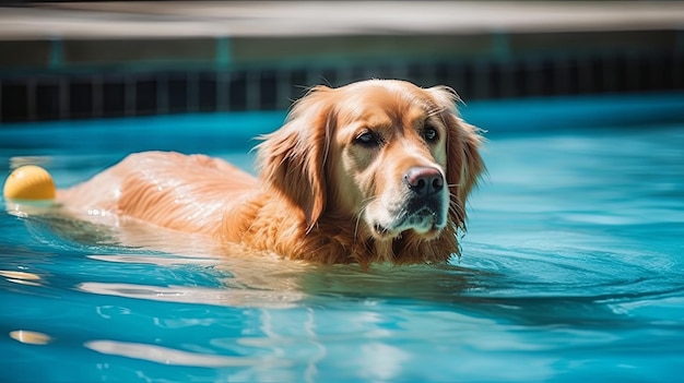 golden retriever che nuota nell'acqua