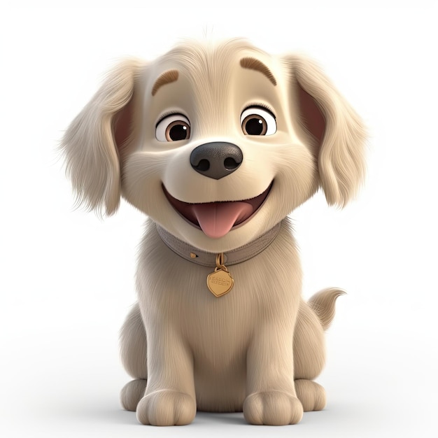 Golden Retriever felice con un sorriso adorabile in stile Pixar