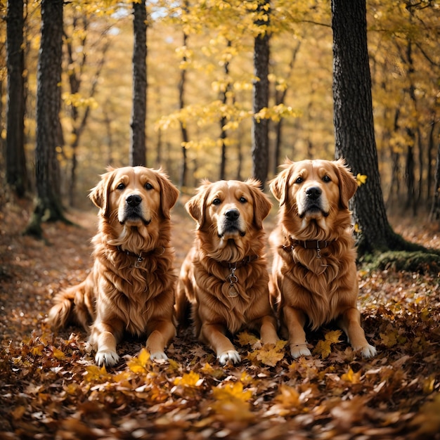 Golden Retriever nei boschi autunnali