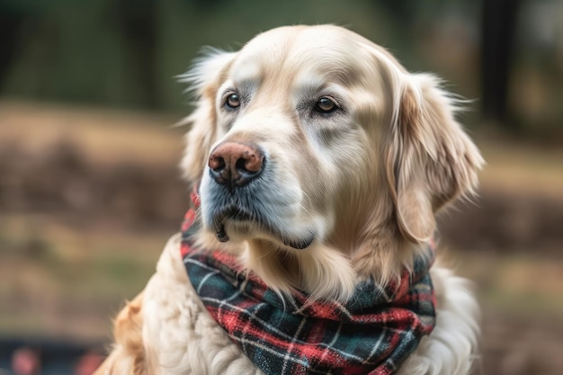 Golden retriever ricoperto di plaid