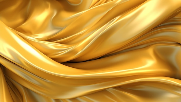 Golden Silk Waves Background 8k UHD Generativo Ai