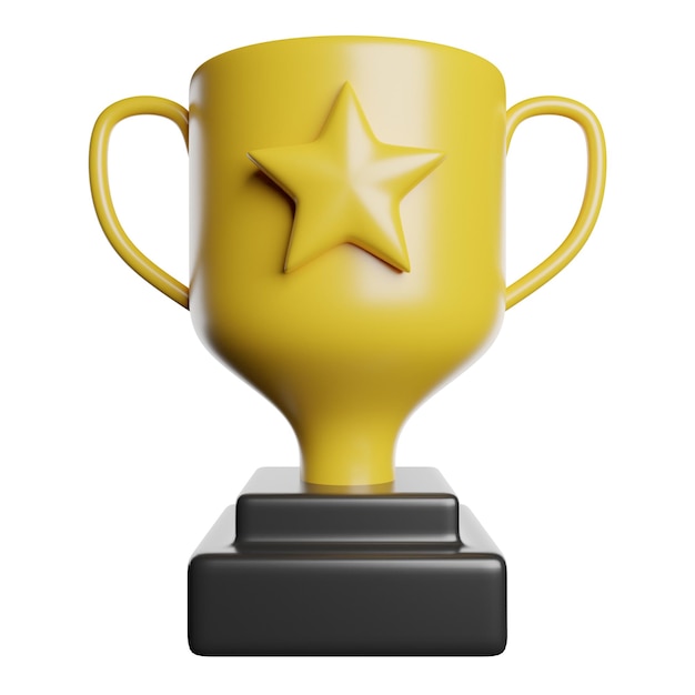 Golden Trophy with Star Symbol of Achievement and Victory