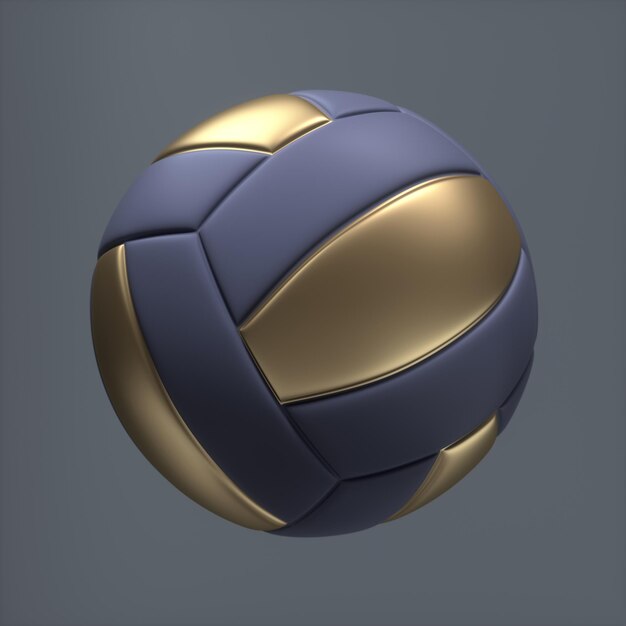 Golden Volleyball Sport Ball 3D Rendering Mono Colorato Sfondio Grigio Violetto Volleyball