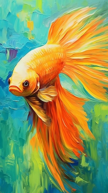 Goldfish in un'acqua blu con un goldfish.