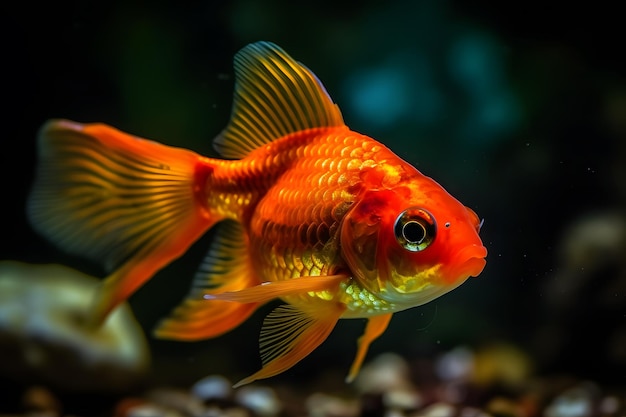 Goldfish su uno sfondo scuro Rete neurale AI generato