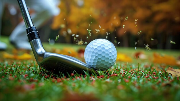 Golfista che gioca a golf in un simulatore indoor