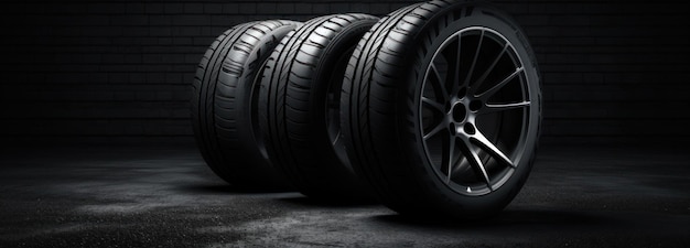 Gomme auto su sfondo nero