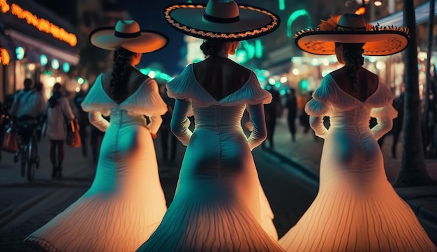 Gonne colorate volano durante le tradizionali danze messicane IA generativa