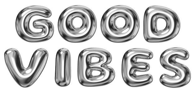 Good vibes word sticker png elemento modificabile fluido font cromo design