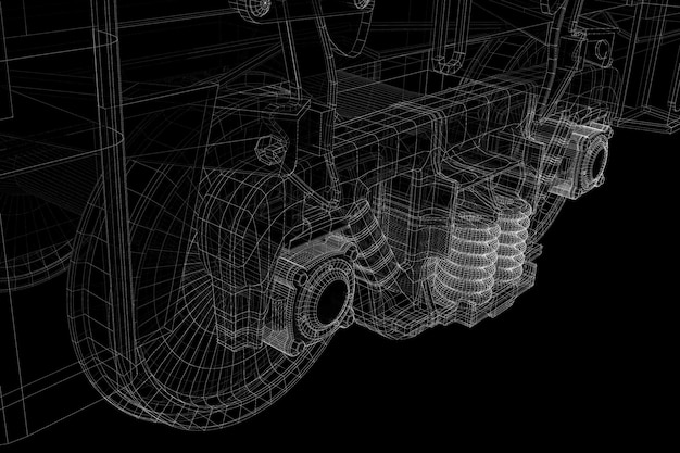 Goods Vagon , railway carriage, body structure, wire model