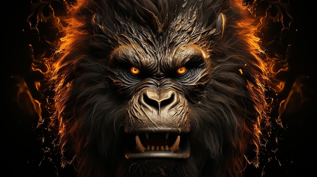 Gorilla arrabbiato che urla Re Kong che urla nella giungla IA generativa