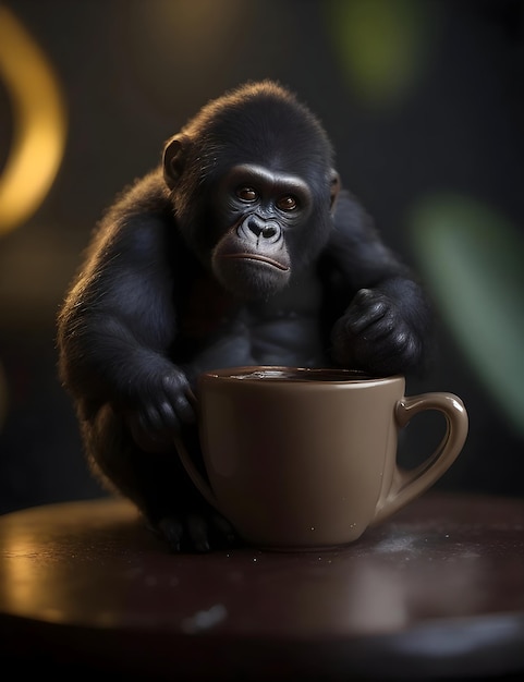 gorilla e la tazza di caffè