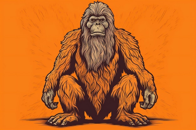 Gorilla illustrazione di un gorilla su uno sfondo arancione