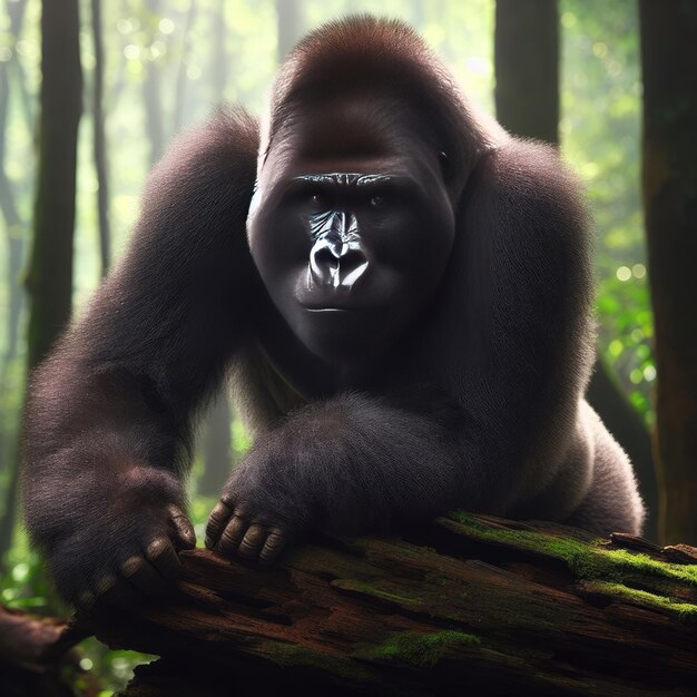 Gorilla nero nella foresta