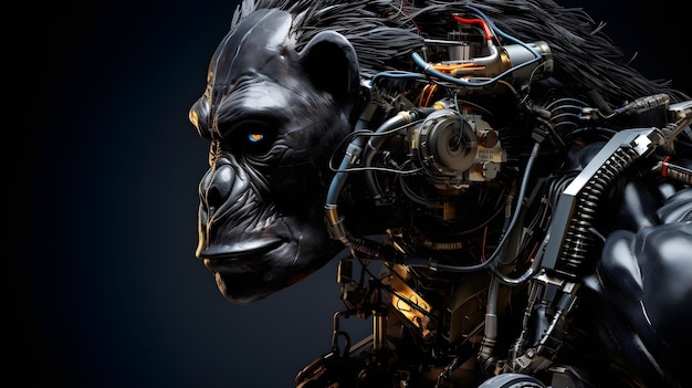 Gorilla robotico all'avanguardia con tratti facciali espressivi