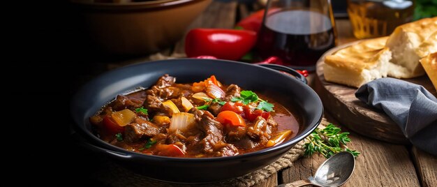 Goulash di manzo classico con pomodori