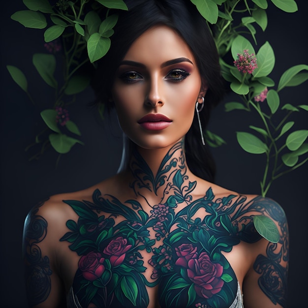 Graceful_with_flowers_figure_stands_tall_tattoo_1