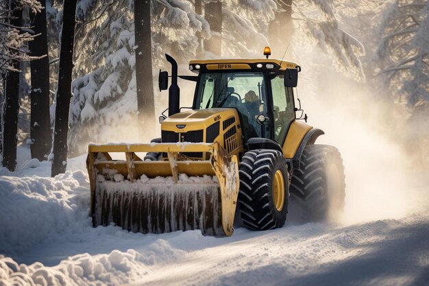 Grader che livellano la neve su una strada invernale Miglior foto di gradatore