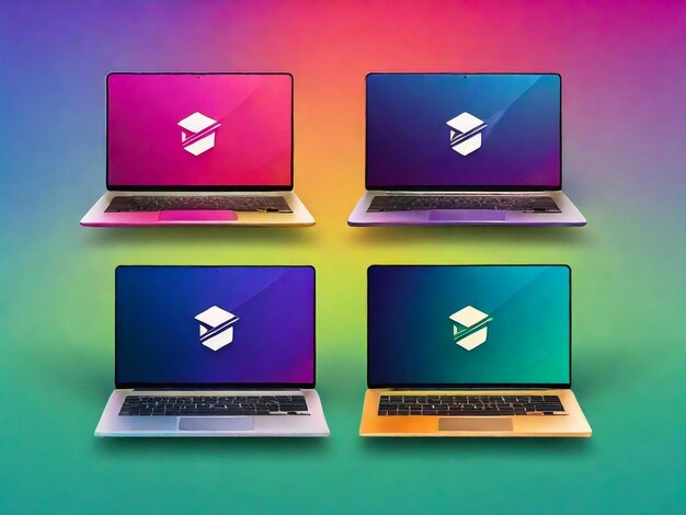 Gradient Laptop Logo Templates Vector Isometric Vector Laptop Illustrazione