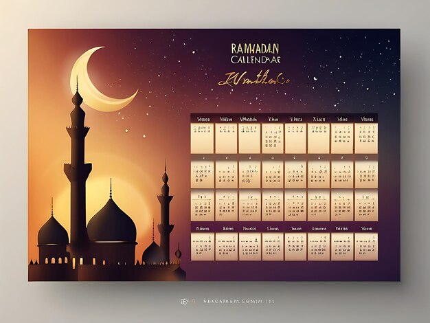 gradiente calendario di ramadan modello islamico realistico