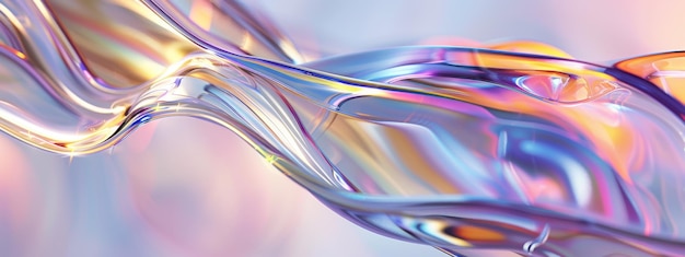 Gradiente onde astratte morbide con rendering 3D in stile vetro trasparente