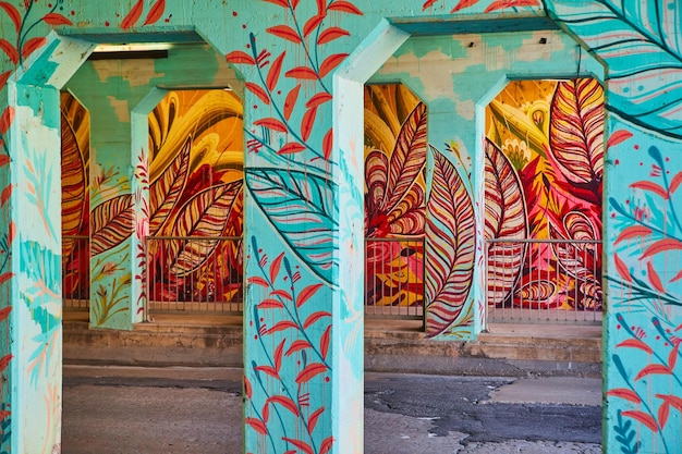 Graffiti creativi nel tunnel delle piume