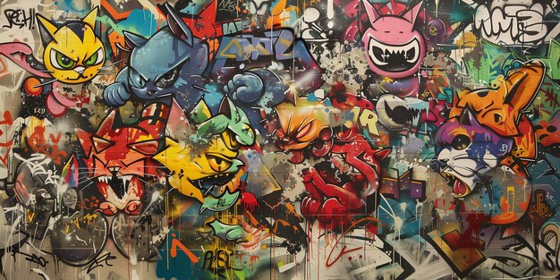 Graffiti grunge con gatti