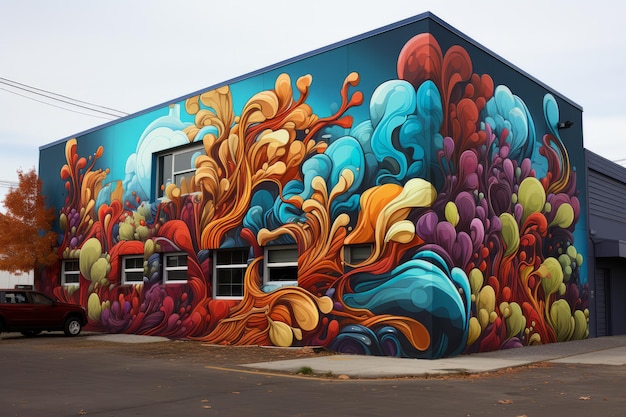 Graffiti multicolori su un muro della strada Foto di alta qualità