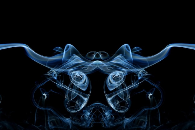 grafica astratta simbolo di riflessione frattale blu nero, sfondo di meditazione effetto design