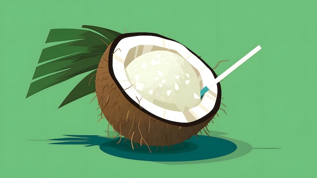 Grafica elegante di una noce di cocco con un ai generativo di paglia