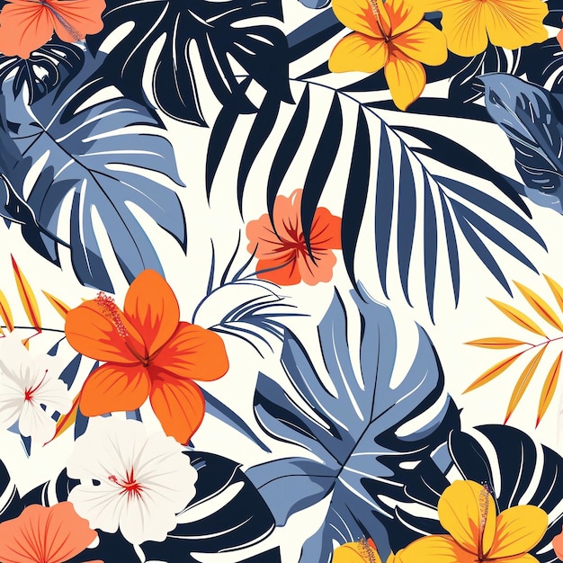 Grafica hawaiana camicia hawaiana modello senza cuciture per abbigliamento e lavori decorativi arte generativa ai